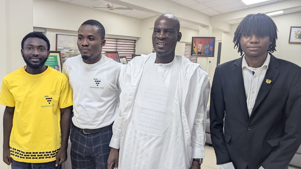 DeepStem Hub team meeting a partner official